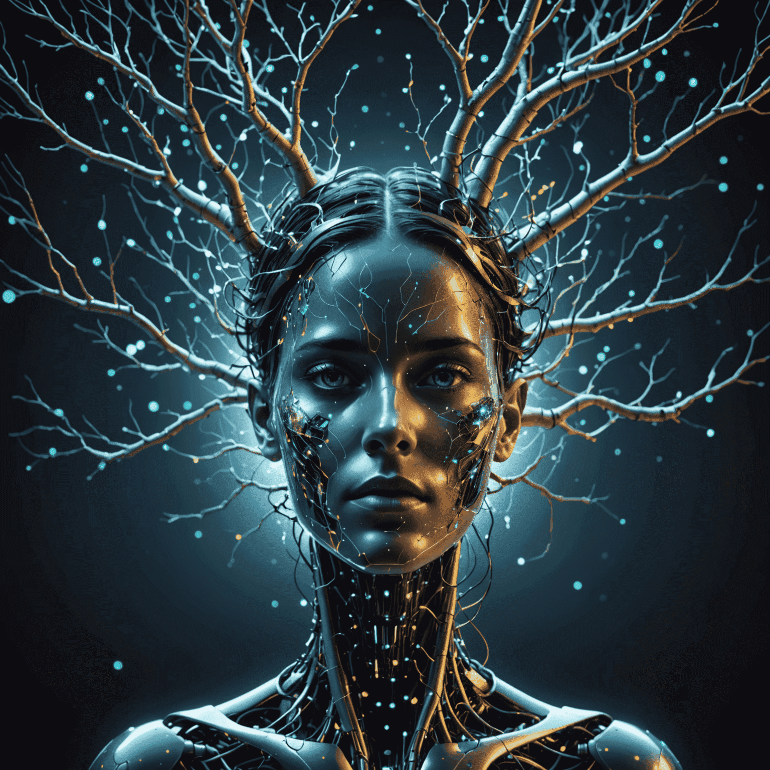 A visual representation of multiple branching realities emanating from a central AI model, with each branch showing different video editing outcomes. The image should have a quantum-inspired aesthetic with glowing edges and particle effects.