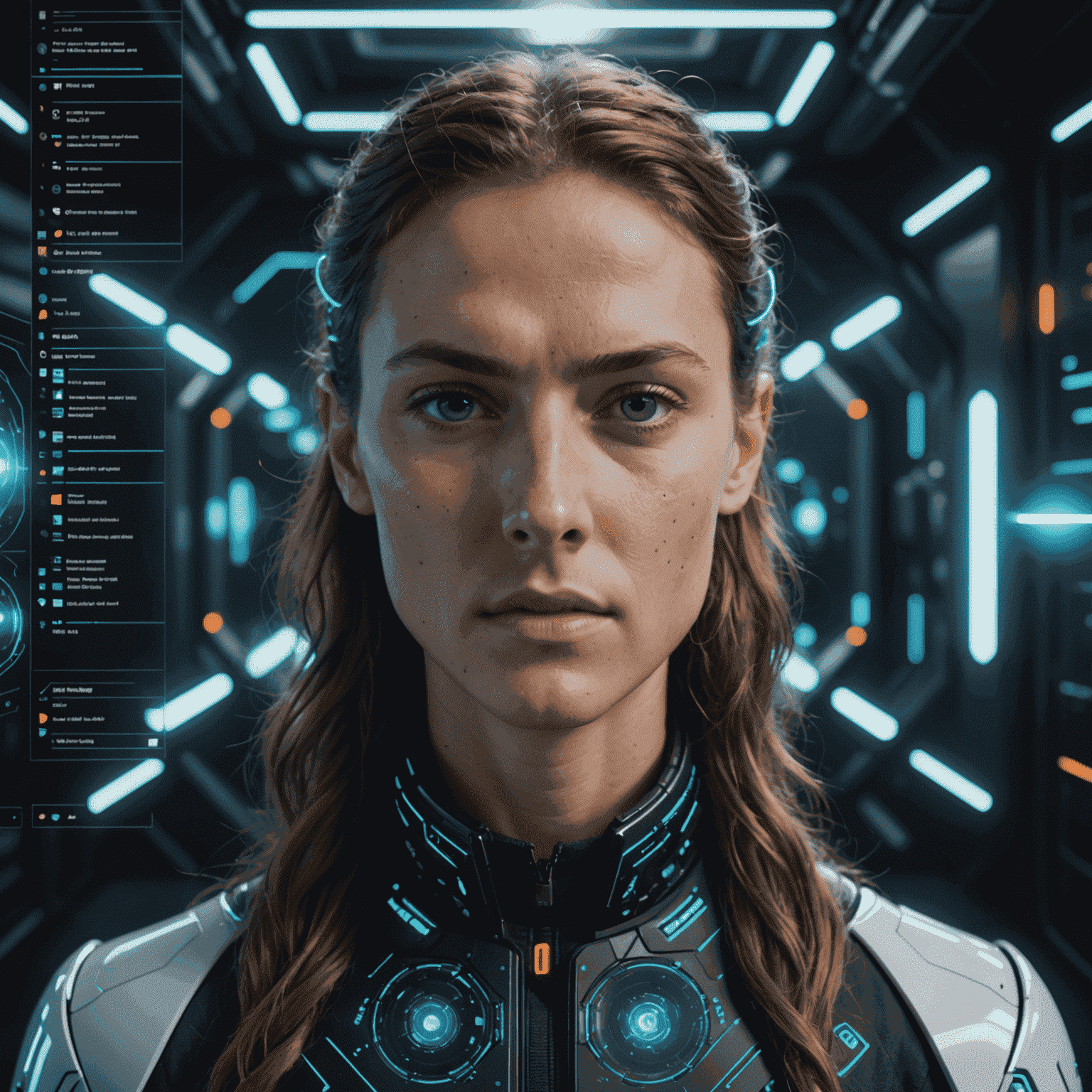 A futuristic interface showing quantum-enhanced video editing tools, with probabilistic visual effects and quantum-inspired transitions