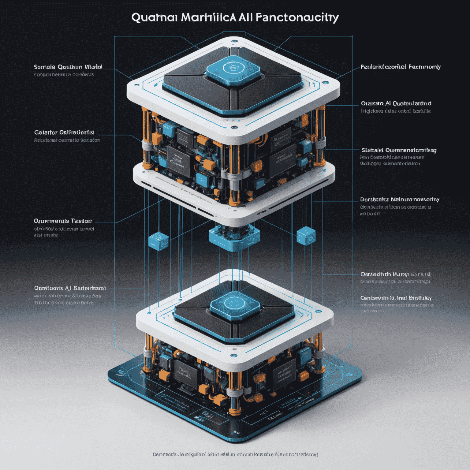 Diagram comparing traditional AI architecture with a quantum-inspired AI model, highlighting the increased parallelism and interconnectivity